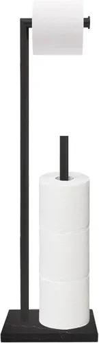 Miniatura 2 de Gzila Soporte Independiente para Papel Higiénico con Reserva, Base de Diseño de Mármol Pesado SUS304 de Acero Inoxidable (Negro)