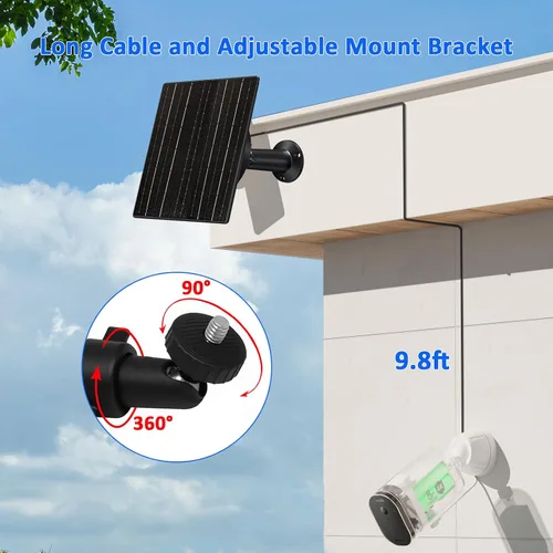 Miniatura 5 de Zivif Panel solar de 10 W para cámara de seguridad de 5 V/12 V y cámaras de sendero, cargador solar con CC 5.5 × 0.083 in, 4.0 × 0.067 in y 3.5 ×