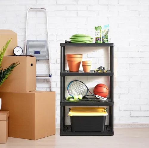 Miniatura 2 de Gracious Living Unidad de almacenamiento de 4 estantes de altura fija de servicio medio, 14 x 32 x 54.5 pulgadas, sistema organizador para el hogar