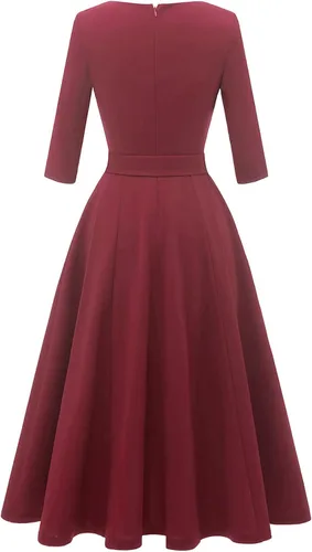 Miniatura 3 de DRESSTELLS Cocktail Dress for Women, Vintage Modest Wedding Guest 34 Sleeves Fall Dresses 2023, Formal Church Dress