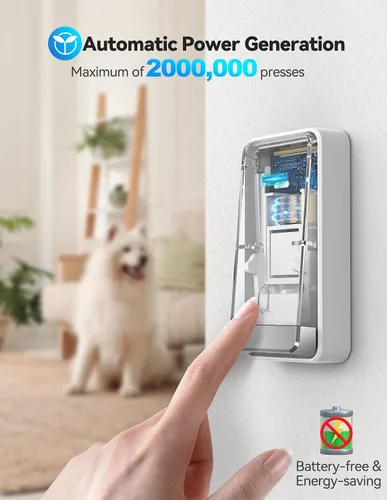 Miniatura 3 de TECKNET Timbre Inalámbrico, Timbre Autoalimentado, Timbre Inalámbrico de 0-110db con Enchufe para Casa y Aula, Timbre de Puerta Impermeable IP66