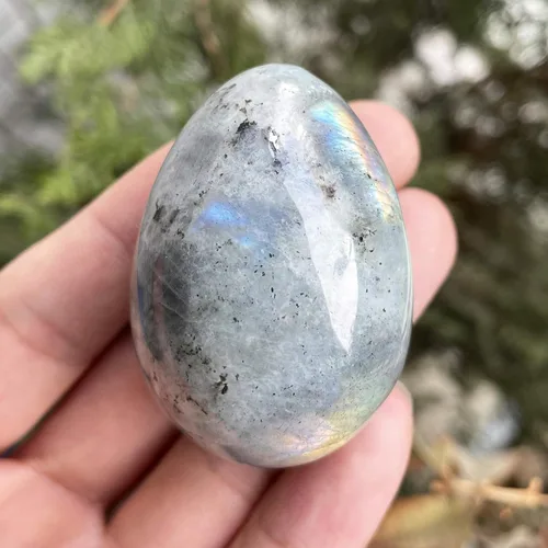 Miniatura 2 de Huevo de piedra pulida para el día de Pascua, palma/bolsillo/preocupación Enegry de cristal curativo, figura Fengshui, piedra lunar de 1.8 x 1.3