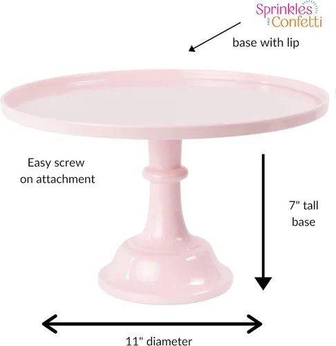 Miniatura 3 de Sprinkles & Confetti Soporte para pastel de melamina rosa bebé de 11 pulgadas, exhibición de postres reutilizable para el día de San Valentín, 4