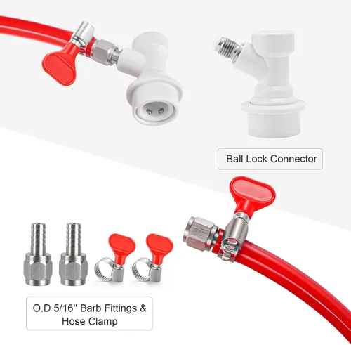 Miniatura 4 de MRbrew Kit de montaje de barril de bloqueo de bola de CO2 de 5 pies, línea de preparación de PVC de 5/16 pulgadas con desconexión rápida
