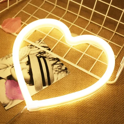 Miniatura 7 de Letrero de neón con forma de corazón, luz blanca fría, funciona con pilas o USB, luz de neón LED para fiesta, bonita decoración del día de San