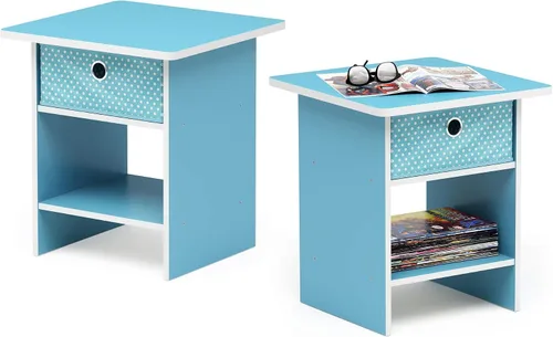 Miniatura 39 de Mesa de noche con cajón Furinno, Madera, Marrón oscuro/Negro