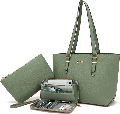 Miniatura 20 de Qiyuer - Juego de carteras y bolsos para mujer, bolso de trabajo, bolso de mano, bolso de hombro con asa superior, bolso con cartera a juego