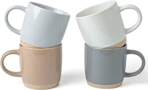 Miniatura 12 de famiware Mercury - Tazas de café de 13 onzas, juego de 4 tazas de café con asa, tazas para café con leche, té caliente, capuchino, moca, cacao, negro