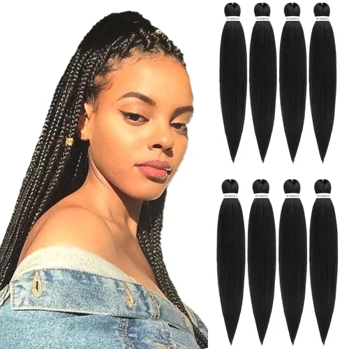 Miniatura 27 de Cabello trenzado preestirado - 12 pulgadas, 8 paquetes, cabello trenzado corto natural negro para trenzas torcidas o en caja, extensiones de cabello