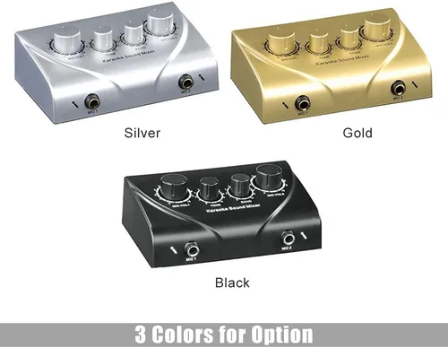 Miniatura 7 de Mezclador de sonido para karaoke con entradas duales para micrófono Mezclador de audio amplificador de auriculares Mezclador de 2 canales con cable