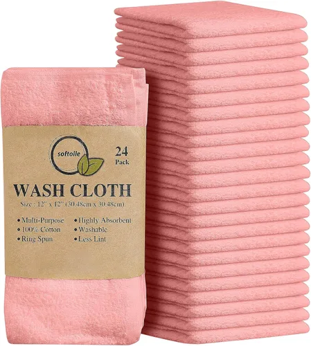 Miniatura 22 de Paquete de 24 paños 100 % algodón (12 x 12 pulgadas), suaves, altamente absorbentes, toallas para la cara, paños de lavado para la cara, hilado