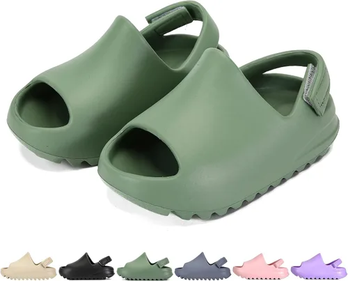 AIMINUO Sandalias de verano para niños pequeños, sandalias antideslizantes para la ducha, playa, piscina, sandalias blancas para niños y niñas,