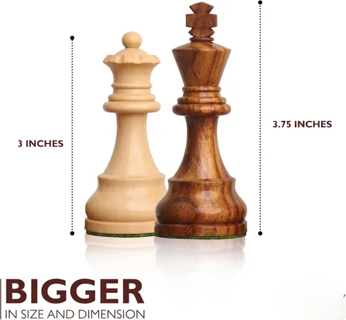 Miniatura 2 de Edición Coleccionista Piezas de Ajedrez Madera Monedas Peones Ajedrez Piezas de Estatuilla (3.75 Pulgadas Marrón - Blanco)