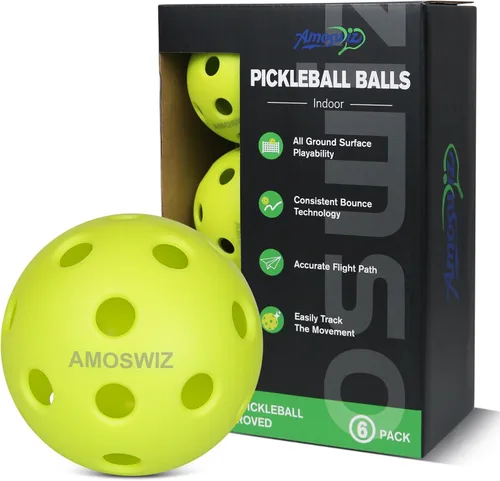 Indoor Pickleball Balls, 6/12 Pack of 26 Holes Pickleballs, USAPA Approved Indoor Pickleballs Set, High Visibility Durable Pickle Balls for Training