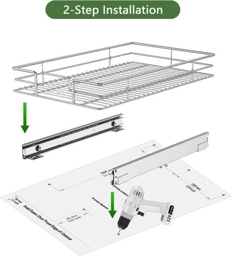 Miniatura 8 de LOVMOR Organizador de gabinete extraíble de 17 pulgadas de ancho x 21 pulgadas de profundidad, estantes extraíbles para armario de cocina, 1 Tier