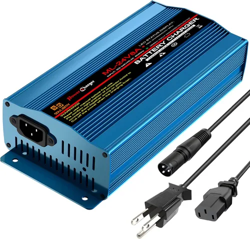 Cargador de batería de 24 V y 8 amperios, cargador automático inteligente de plomo ácido con conector XLR para silla de ruedas, batería AGM sellada,