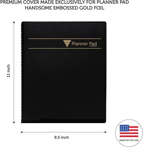 Miniatura 6 de Planner Pad Organizador de 12 meses con embudo de 3 niveles encuadernado en espiral, octubre de 2025 a septiembre de 2026, cubierta negra/tinta