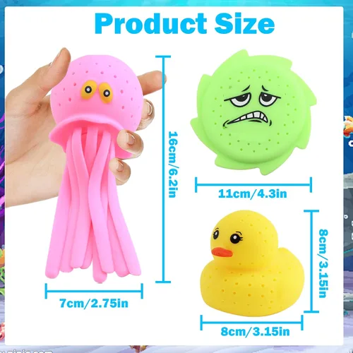 Miniatura 2 de 3 piezas de juguete de piscina de pulpo, juguete sensorial para aliviar el estrés, juguetes flotantes para niños, juguetes de agua de playa