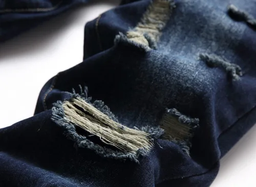 Miniatura 4 de Pantalones de mezclilla lavados rasgados y desgastados para hombre