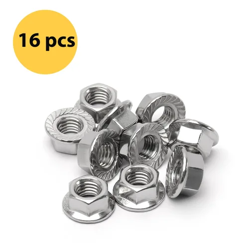 Miniatura 4 de M10 Tuercas de brida hexagonales dentadas, tuercas hexagonales de brida M10-1.5mm, acero inoxidable 304, métricas, tuerca de reemplazo resistente
