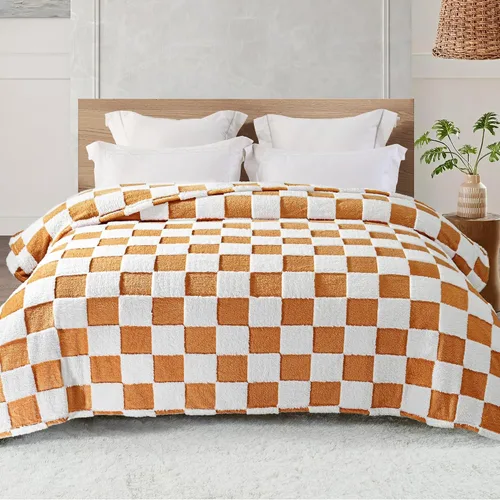 Miniatura 14 de Exclusivo Mezcla - Manta de franela super suave y cálida con diseño de vellón esponjoso, para sofá, cama, con lindo patrón a cuadros, negro, 50" x