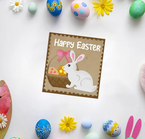 Miniatura 4 de Huevos de Pascua, conejos, troqueles de corte de metal y decoraciones de álbum de fotos, feliz conejito de Pascua, cesta de primavera, plantillas