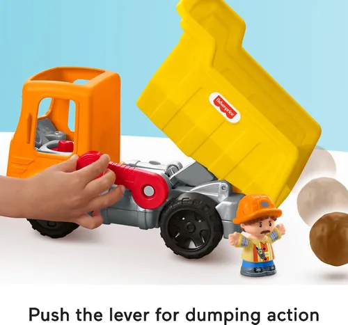 Miniatura 3 de Fisher-Price Little People - Juguete de construcción para niños pequeños, camión volquete Trabajar Juntos con música y accesorios para juego