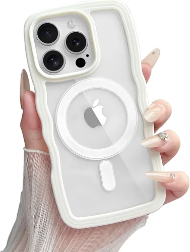 Miniatura 44 de Yeddabox Magsafe - Funda compatible con iPhone 13, diseño de ondas, lindo marco de colores de caramelo con ondas de agua, a prueba de golpes