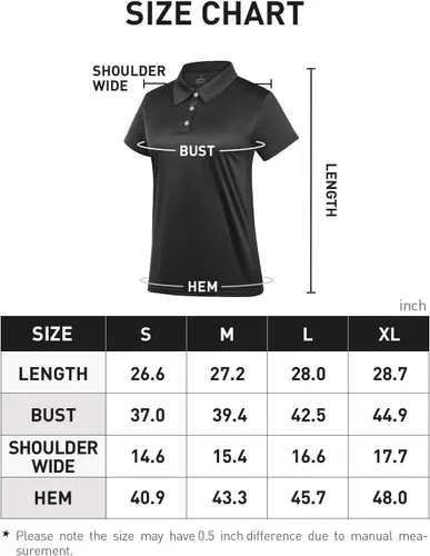Miniatura 6 de Camiseta polo para mujer, camiseta de golf Dry Fit que absorbe la humedad, manga corta, deportiva, ropa deportiva, cuello con botones, entrenamiento
