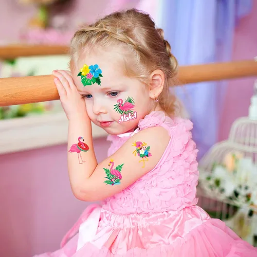 Miniatura 5 de HOWAF 96 tatuajes temporales de flamenco de verano para niños, suministros de fiesta de flamenco, tatuajes para niñas, decoraciones de fiesta