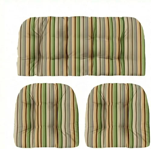 Miniatura 55 de RSH DECOR: Sunbrella 3-Piece Tufted Wicker Cushion Set 44" x 22" & 22" x 22" Outdoor Loveseat & U-Shaped Seat Cushions Crafted with
