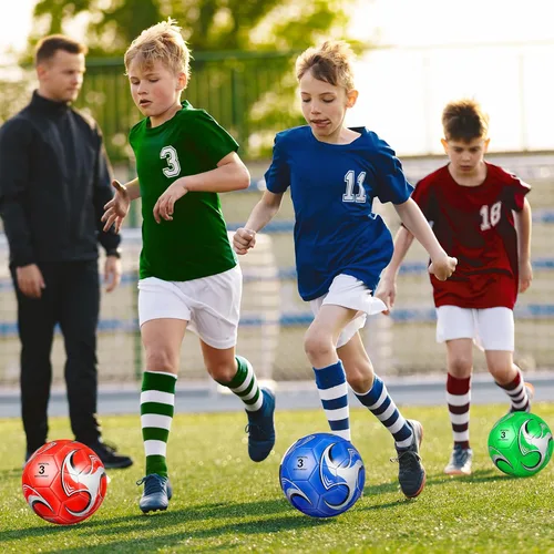 Miniatura 6 de Deekin 6 pelotas de fútbol con bomba de tamaño 5/4/3 oficial para deportes exteriores, pelota de fútbol desinflada a máquina, para interiores