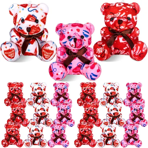 Miniatura 9 de Haull 18 piezas de corazones de conversación de San Valentín, osos de peluche a granel para niños, pequeños animales de peluche suaves de 4