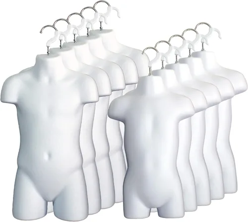 Miniatura 18 de Maniquí de inyección de plástico para torso y gancho para colgar en forma de torso para niños pequeños y niños (color negro, juego de 1)