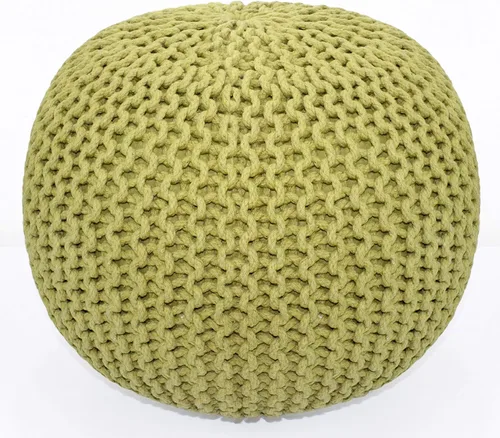 Miniatura 11 de Puf Cotton Craft tejido a mano con estilo de cable Dori Pouf, otomano para el piso, 100 % algodón trenzado, hecho y cosido a mano, un asiento único