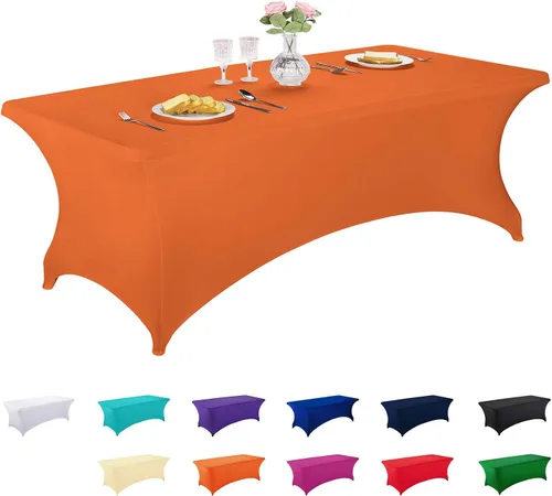 Miniatura 36 de LZY Cubierta de Mesa Elástica Ajustable de Spandex para Mesa Plegable de 6 pies, 4 pies o 8 pies, Mantel de Cóctel Rectangular, Perfecto para Champn