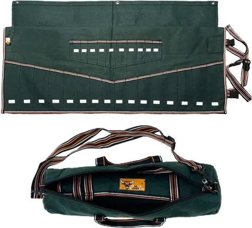Miniatura 10 de BULL TOOLS Organizador de Rollo de Herramientas con 26 Bolsillos para Llaves, Métrico y SAE, Lona de Algodón Durable, Bolsa de Herramientas Oliva