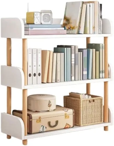 Miniatura 11 de Estantería de 4 niveles, estantería estándar para el hogar, moderna estantería de madera con estantes rectangulares para dormitorio, oficina, Blanco
