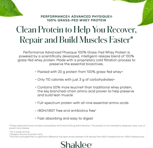 Miniatura 4 de Shaklee - Performance® Advanced Physique® 100% proteína de suero alimentada con pasto: fórmula de absorción rápida - 0.71 oz de proteína 110