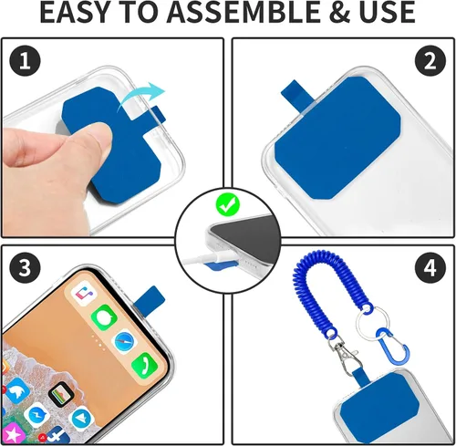 Miniatura 5 de HOTEMIA Cordón de teléfono - Protección antirrobo y caídas para iPhone, la mayoría de teléfonos celulares - Negro y azul Negro+Azul
