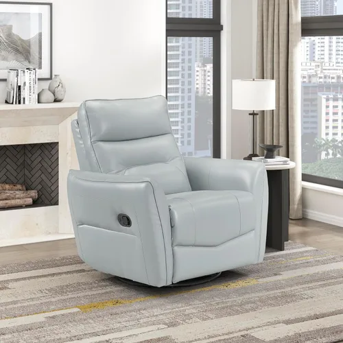 Miniatura 7 de Lexicon Silla reclinable giratoria, sillón reclinable manual de cuero de grano superior, cómodo sillón reclinable para guardería, silla reclinable