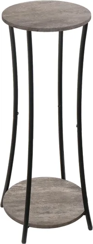 Miniatura 9 de YINMIT - Soporte para plantas de interior, estante de 2 niveles y redondo para macetas, estante para macetas de flores, estante de soportes Gris
