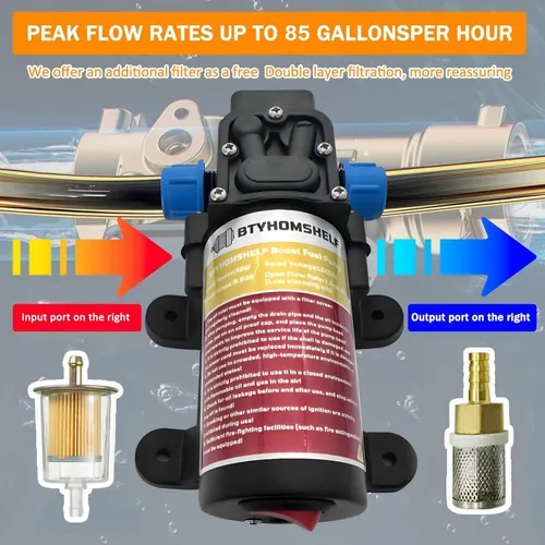 Miniatura 3 de Juego de bomba de transferencia de combustible de 12V, bomba de transferencia de gasolina mueve 85 galones de gas o diésel por hora, bomba de 75 W
