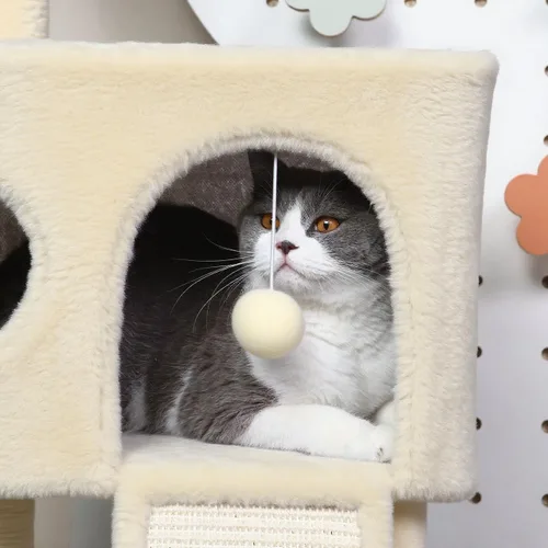 Miniatura 7 de Árbol de gato de 41 pulgadas para gatos de interior, torre de gato con tablero de rascar, casa de actividad moderna para gatos grandes, condominio