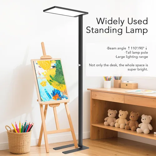 Miniatura 6 de Lámpara de pie LED de 120 W, luz de lectura de 76.8 pulgadas de alto, lámpara de pie de atenuación de 10000 lúmenes, lámpara de lectura
