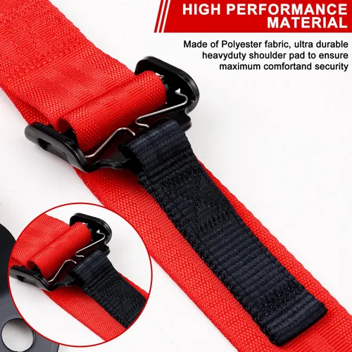 Miniatura 5 de Yakitoko Arnés de Seguridad Universal de 4 Puntos de 2 Pulgadas Compatible con Go Kart, UTV, ATV, Racing Rojo