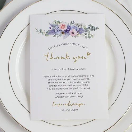 Miniatura 9 de HUIHUANG Tarjetas de agradecimiento de boda, 50 tarjetas de lugar para colocar en la mesa, recepciones, cenas, eventos y celebraciones
