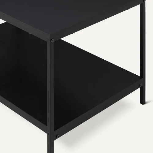Miniatura 5 de Amazon Basics - Mesa auxiliar con estante inferior, mesa lateral para sala de estar, marco de acero, madera negra
