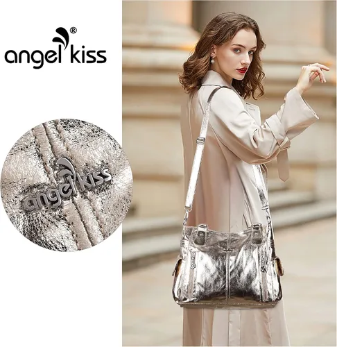 Miniatura 3 de Angel Kiss Bolsos para mujer con tiras en la parte superior, bolso estilo Hobo, bolsas de hombro espaciosas y casuales, cartera estilo Tote de PU