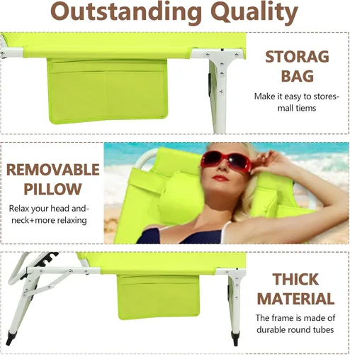 Miniatura 6 de Silla de bronceado resistente 3 en 1 con orificio para la cara, ajustable de 5 posiciones, sillas tumbonas plegables portátiles que se reclinan